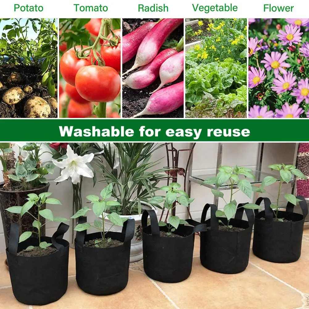 5Pcs Growing Planter Bag Good Air Permeability Wear-resistant Vegetable Flower Planting Bag Household Supplies
