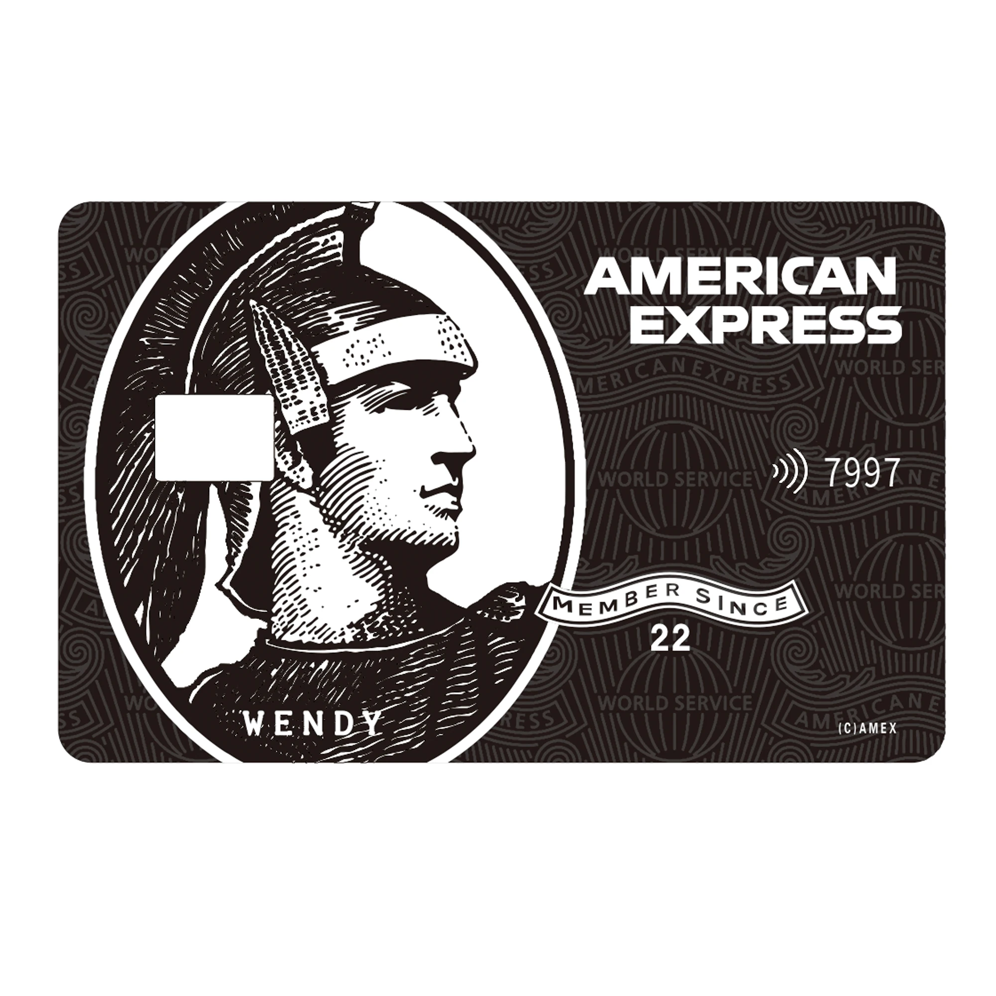 

1 Piece Metal Name And Card Number Can Be Printed American Express Pattern Print Design With Chip Slot and Magnetic Stripe