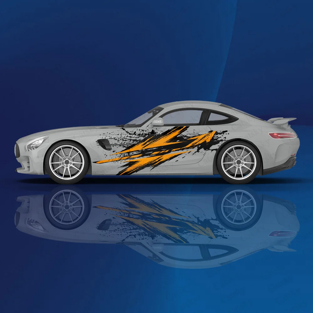 Абстрактная графика боковая наклейка на кузов автомобиля с брызгами чернил