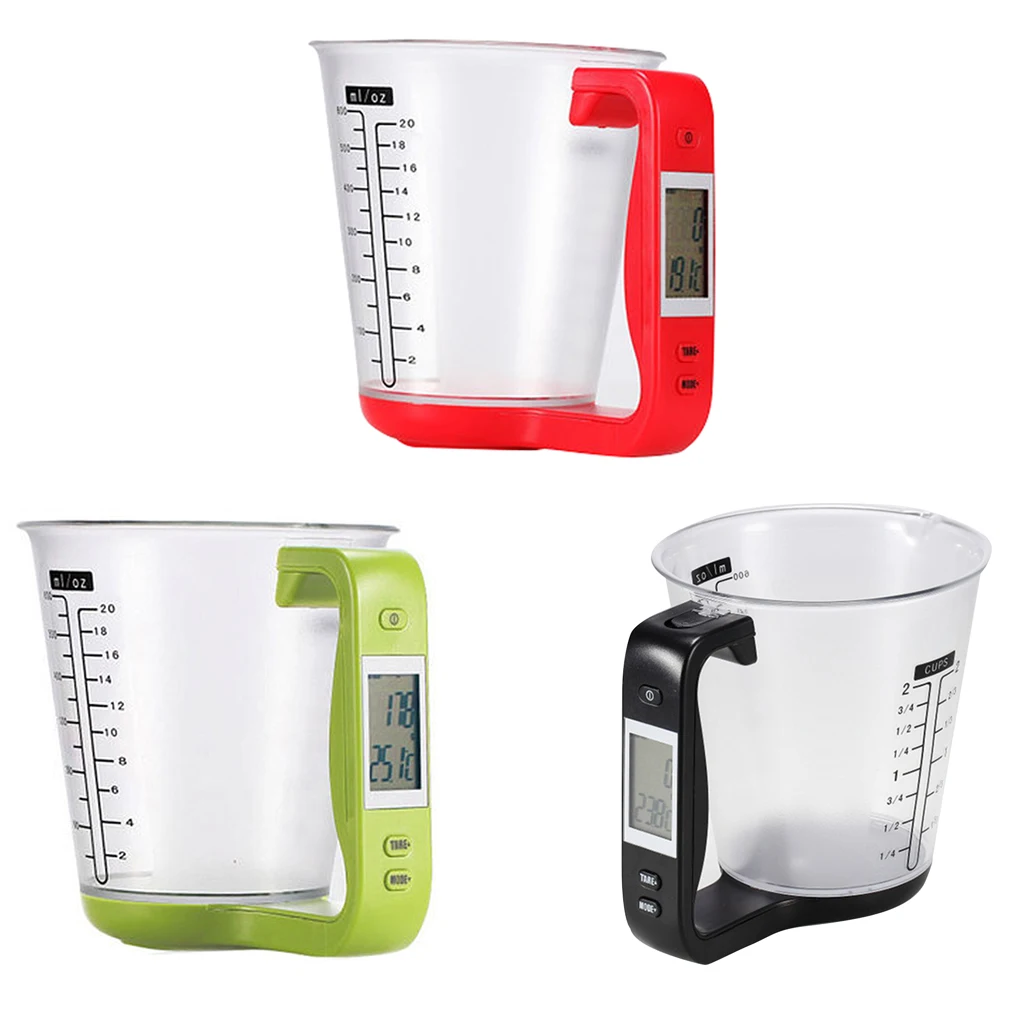 

Electronic Measuring Cup Kitchen Scales With LCD Display Plastic Digital Beaker Host Weigh Temperature Measurement Cups
