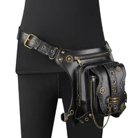 gothic women waist leg bag men steampunk leather crossbody bag motorcycle thigh hip belt pack outdoor messenger shoulder bags