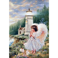 5d diamond painting lighthouse angel little girl full drill by number kits for adults diy diamond set arts craft a0522