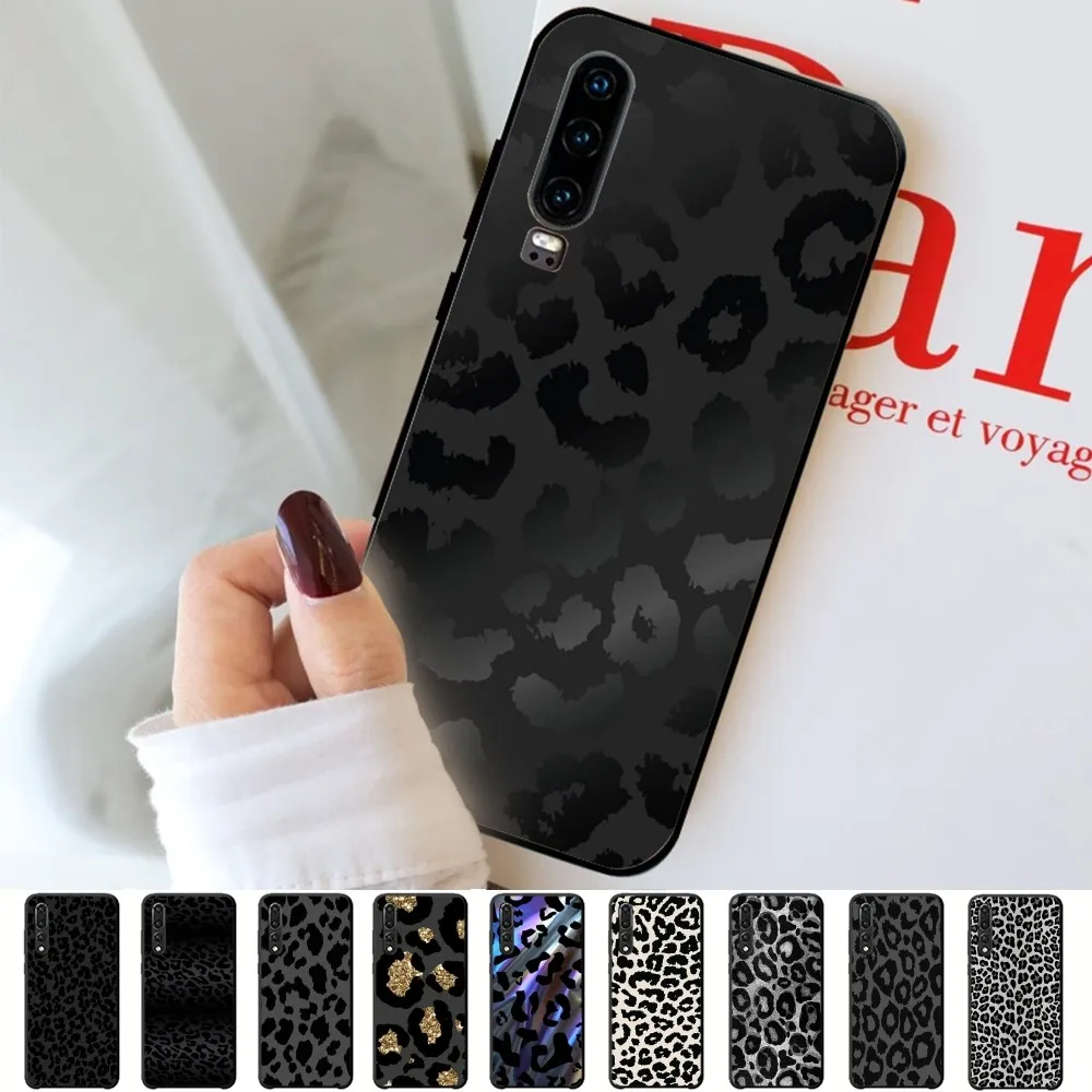 

Leopard Print Black Phone Case For Huawei P 8 9 10 20 30 40 50 Pro Lite Psmart Honor 10 lite 70 Mate 20lite