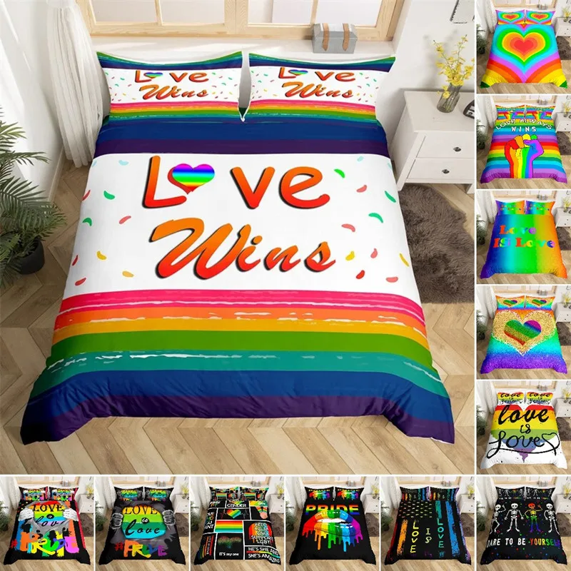 Комплект постельного белья с радужной расцветкой для девочек и мальчиков