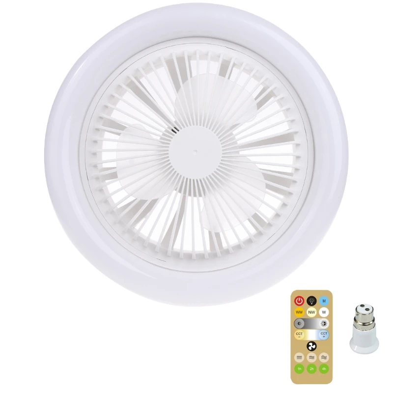 

2-in-1 Fan Lamp E27 LED Light 30W Ceiling Fan Light 2400Lumens Adjustable Angle R2LB