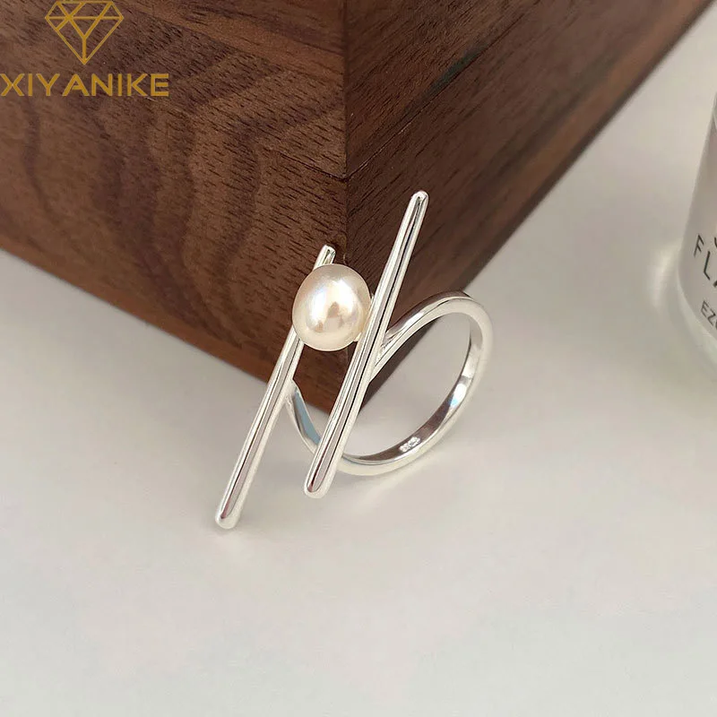 

DAYIN Cool Chopstick Pearl Open Cuff Finger Rings For Women Girl Luxury Fashion Jewelry Lady Gift Party Wedding anillos mujer