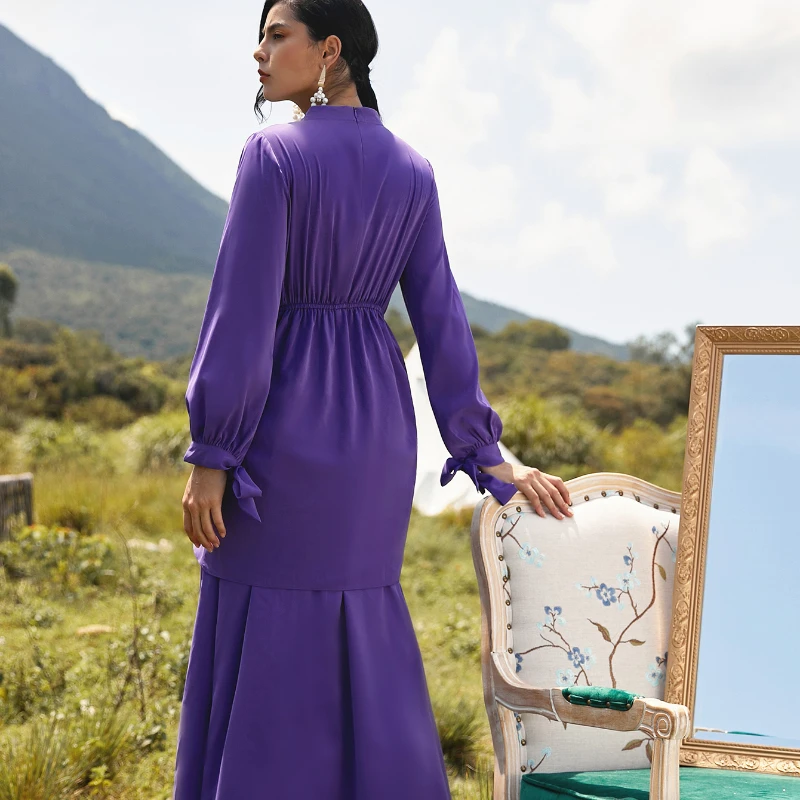 Muslim Fashion Hijab Dress Purple Vestidos Abaya Dubai Turkey Islam Clothing African for Women De Moda Ramadan Ropa Mujer 2022