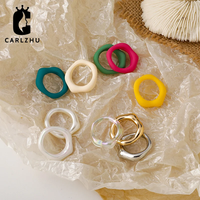 

Sweet Colorful Acrylic Resin Ring Korea Fashion Irregular Geometric Aesthetic Rings For Women Girl 2022 Trend Simple Jewelry