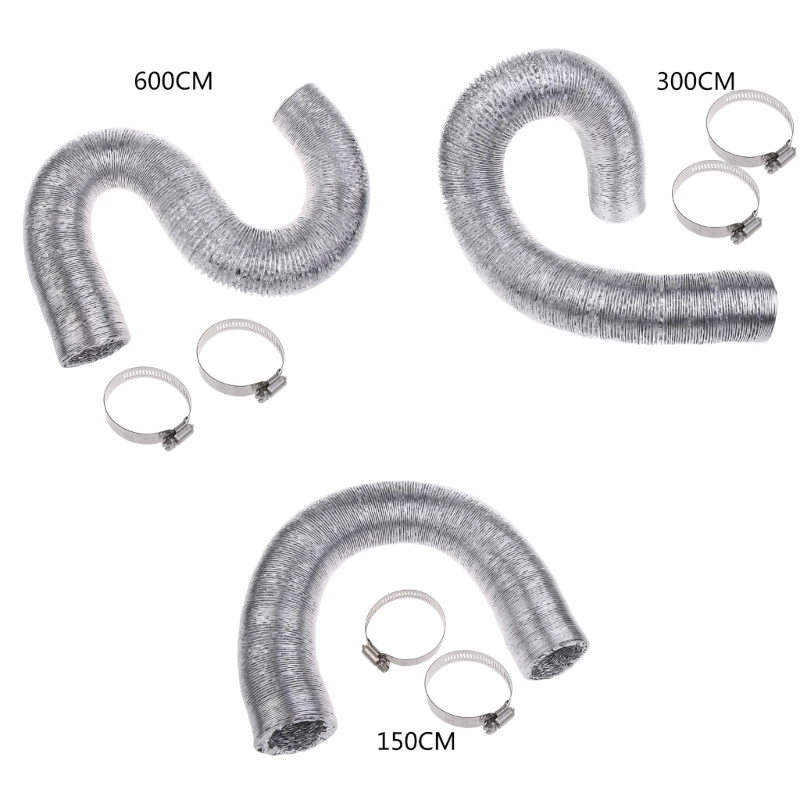 

Aluminum Ducting Dryer Vent Hose with 2 Screw Clamps Corrosion-resistant Exhaust Duct for Heating Ventilation