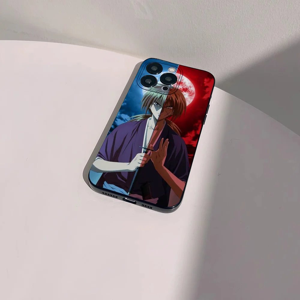 Чехол для телефона с аниме Rurouni Kenshin IPhone 11 12 13 14 15 16 Mini Plus Pro Max силиконовый черный