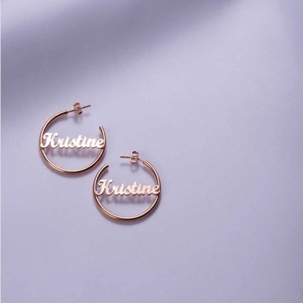 Custom Name Hoop Earrings for Women New Fashion Stainless Steel Designer Earrings Wedding Party Gifts Jewelry Pendientes De Aros