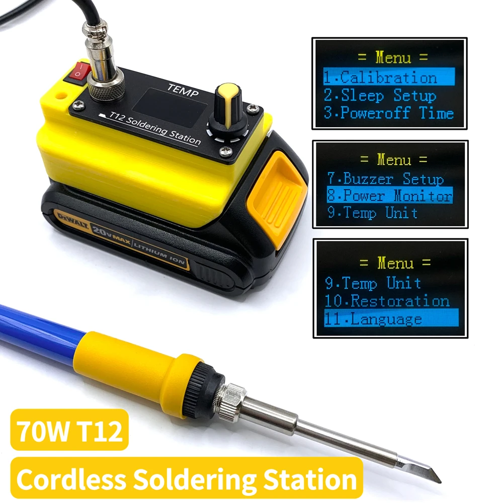 T12 Wireless Lithium Battery Welding Station 70W Electric Soldering Iron Electronic Appliances Automotive Repair Welding Tools