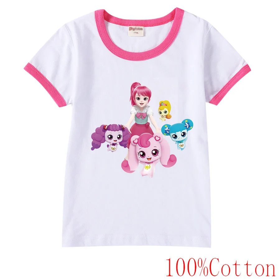 

Детская одежда Catch Teenieping, футболка с коротким рукавом для маленьких девочек, летние футболки с мультяшным рисунком для маленьких мальчиков, корейские детские милые костюмы 2, 4, 12T