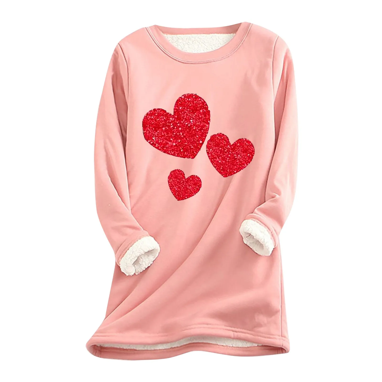

Women's Autumn And Winter Print Loose Tops Thickened And Fleece Warm Fit Bottoming Shirt Sweatshirt Casual