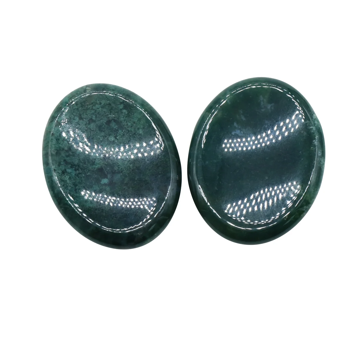 

3PCS Tumbled Moss Agate Worry Stone for Anxiety Stress Relief;Easy to Carry Healing Chakra Worried Gemstone 35X45MM