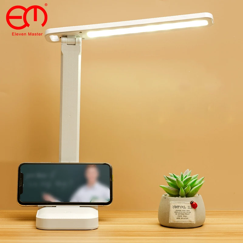  Led Desk Lamp 3 Color Stepless Dimmable Touch Foldable Table Lamp Bedside Reading Eye Protection Night Light DC5V USB Chargeable 