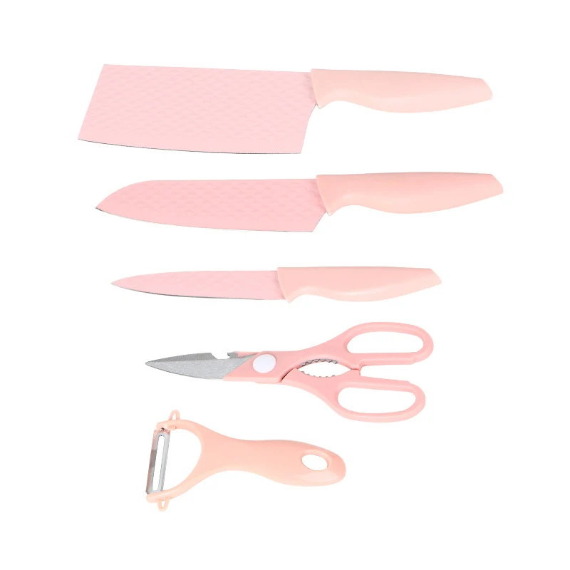 Набор кухонных ножей Sowoll из нержавеющей стали 6 шт. острые розовые лезвия нож с