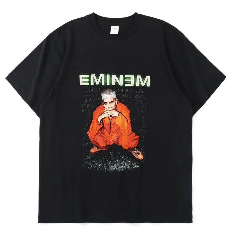 

Футболка Eminem Graphic мужская с коротким рукавом, свободная повседневная Простая рубашка из качественного хлопка, с принтом в классическом стил...