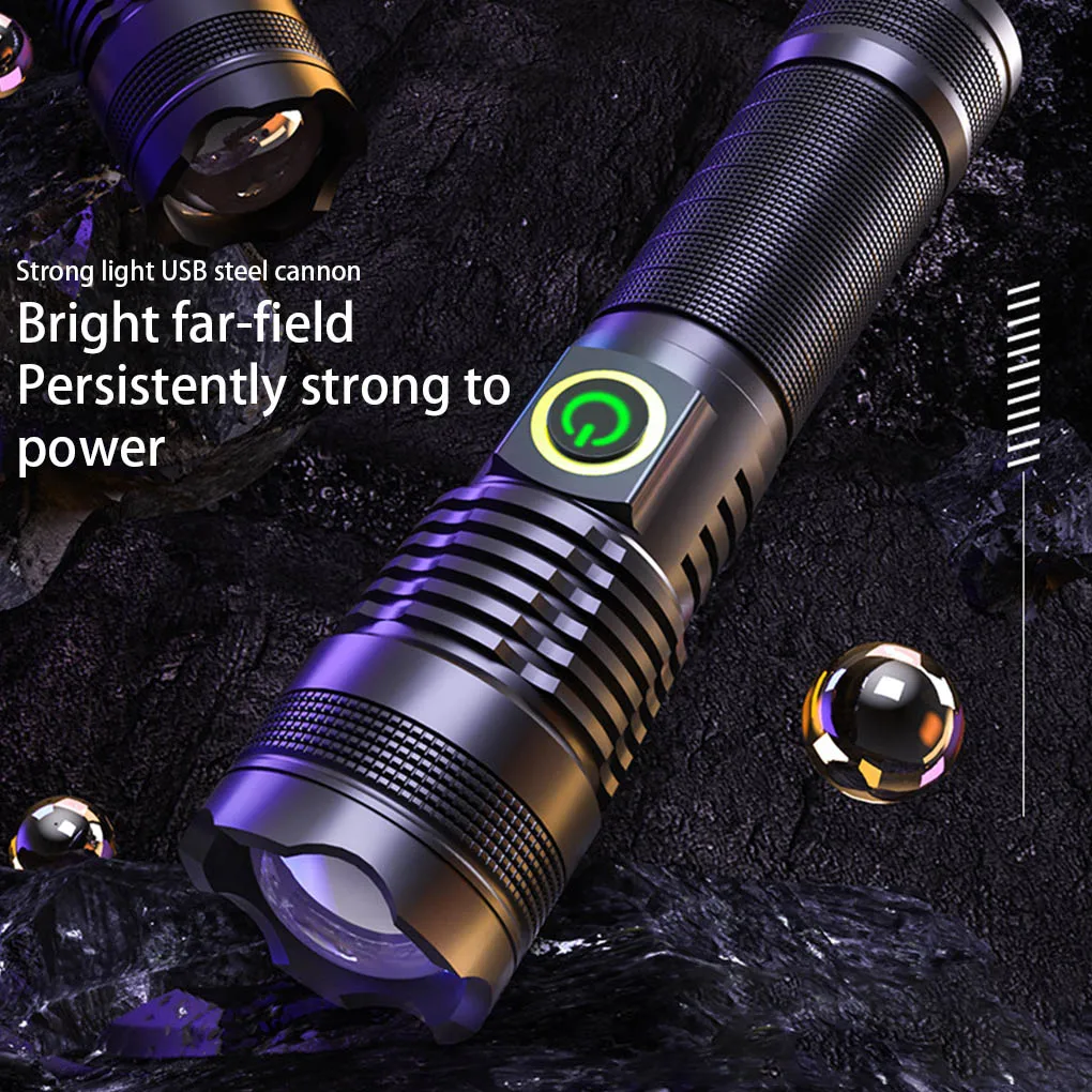 

Zoomable Flashlights 1000 Lumens High-Power Battery Torch Waterproof Aluminum USB Charging Light Cycling Fishing Type2