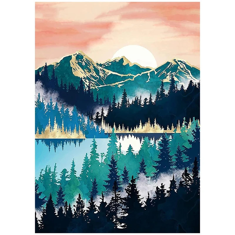 

DIY Diamond Painting Diamond Embroidery Round Resin Diamond Cross Stitch Home Wall Decor 30X40cm Snow Mountain