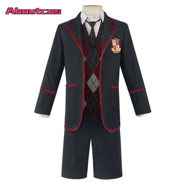 

Aboutcos Woman Men The Umbrella Academy Number Five Anime Cosplay Costume Halloween Uniform Dresses College Clothing Full Sets