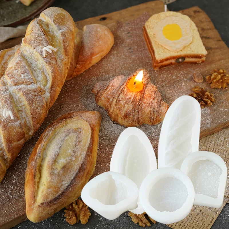 

Simulated Fluffy Bread Toast Slice Croissant Cake Tart Silicone Mold Handmade Scented Candle Mold Kitchen Baking Dessert Mold