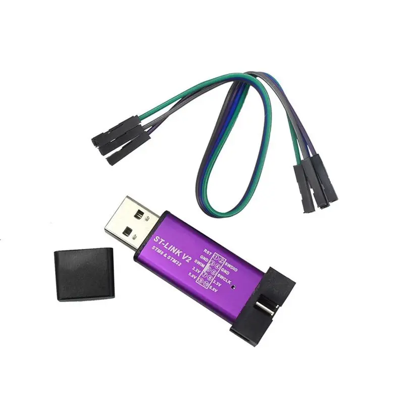 Фото DT21 ST-Link V2 STM32 Симулятор, программатор, отладчик SWD SWIM для STM8 STM32, корпус из алюминиевого сплава №5