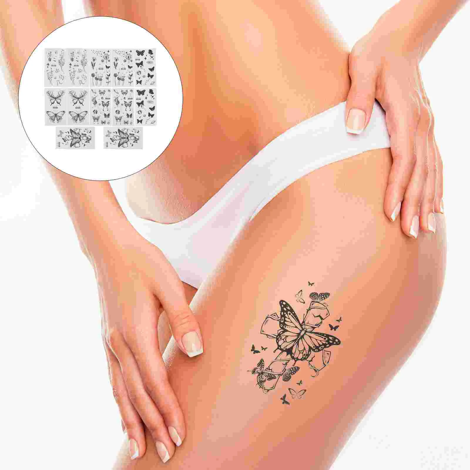 

Тату-наклейки в виде бабочки, 12 листов