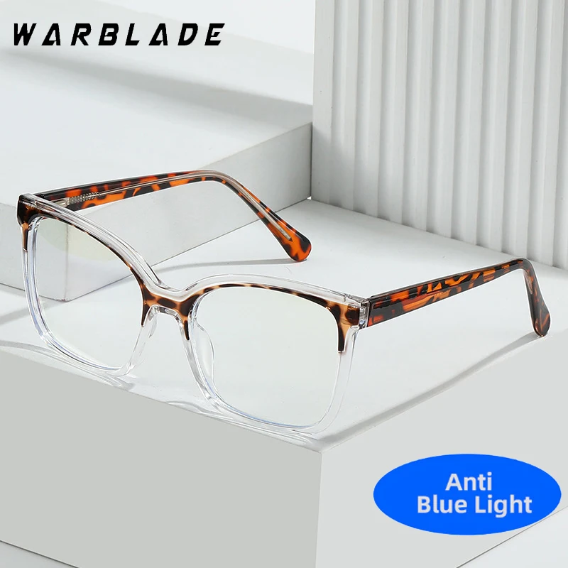 Новые большие квадратные женские очки TR90 с защитой от синего света 2024 модные