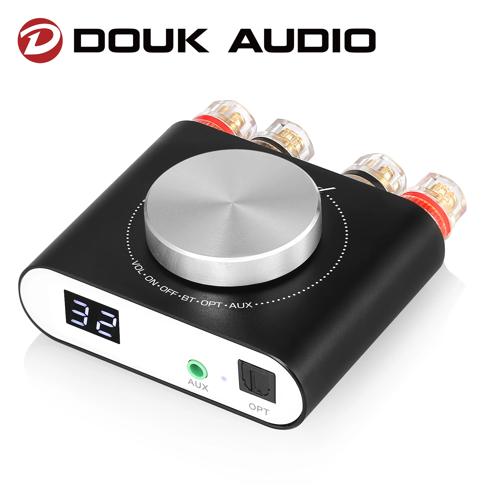 Douk Audio Q10 HiFi Digital Amplifier Bluetooth 5.0 Receiver Mini AUX/Optical Stereo Audio Power Amp 100W+100W