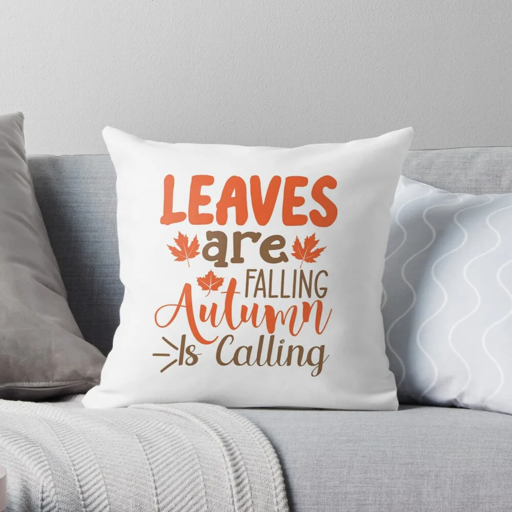 

Leaves Are Falling Autumn Is Calling Throw Pillow Print Zipper Decorative Pillowcase Car Cushion Cover Pillow Core Not Included