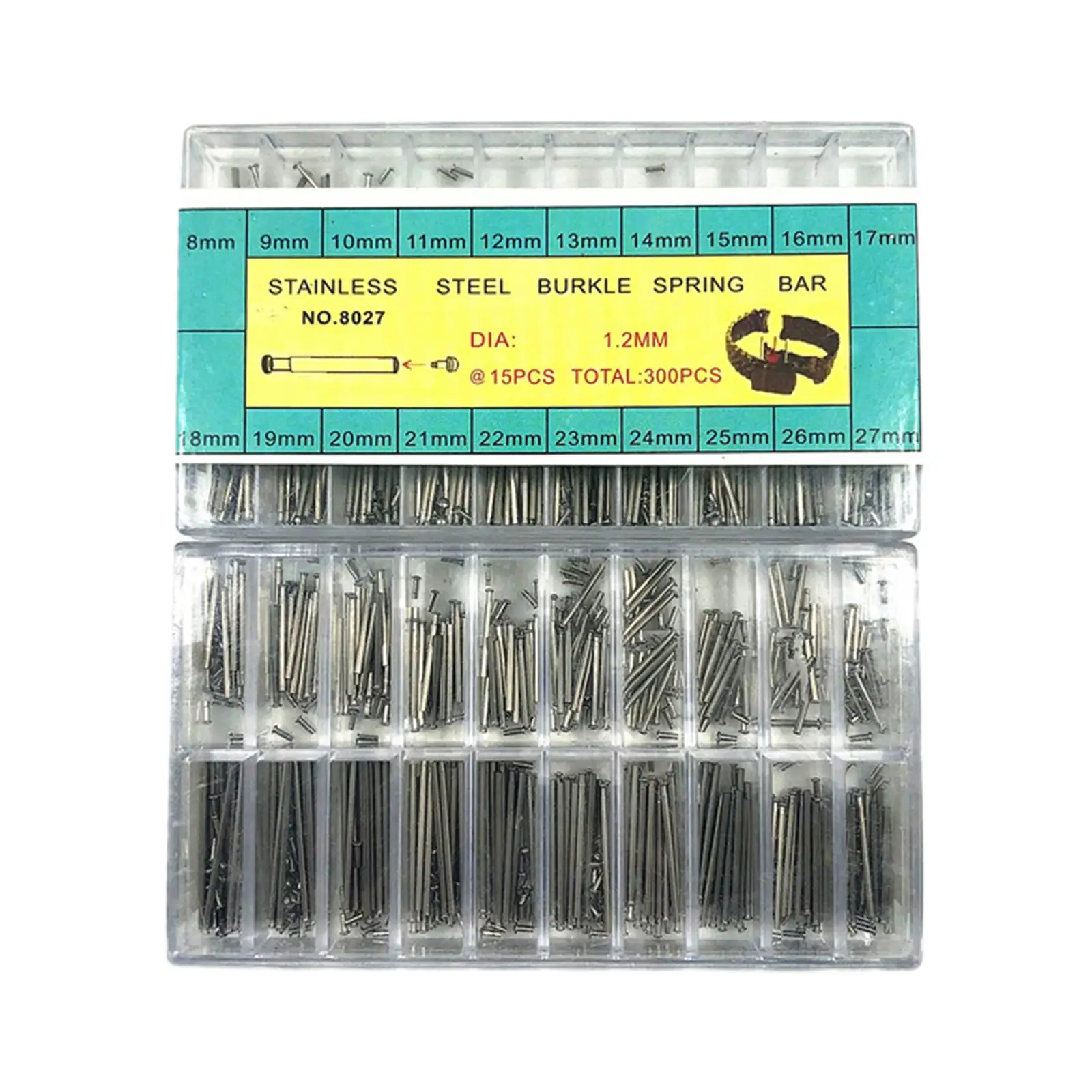 

300x Stainless Steel Watch Band Spring Bars 8-27mm Straight Pins Repair Kit 20 Different Sizes Replacement Jewelry Making