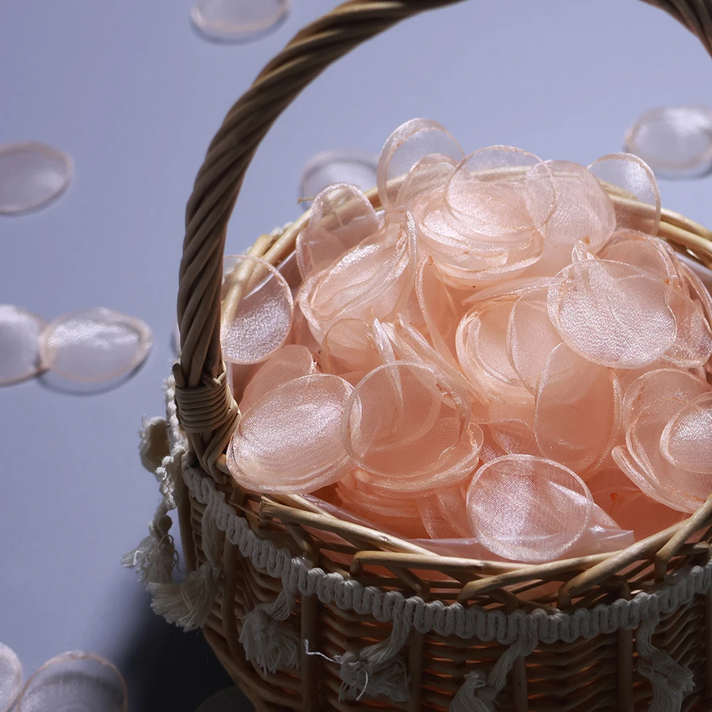 Искусственные розы из органзы, оранжевые, 100 шт