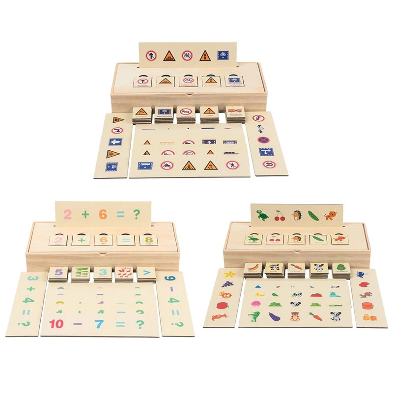 

Traffic Sign Knowledge Classification Cognitive Matching Kids Learn Toy Wood Box Gifts for Kids