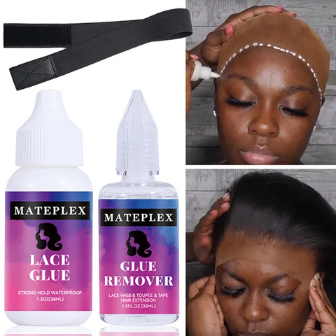 Клей для парика, водонепроницаемый клей на сетке, сильная фиксация, клей для парика, профессиональный клей для передних париков на сетке, съемник клея