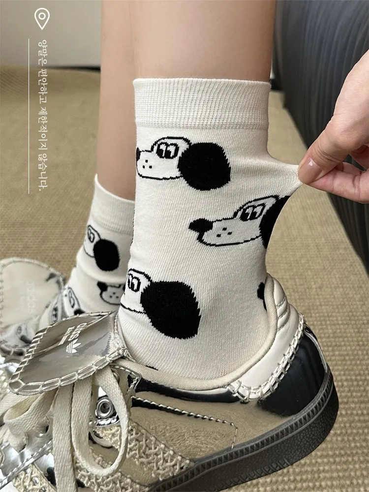 Белые носки женские весенне-осенние носки-трубы для щенков модные из чистого