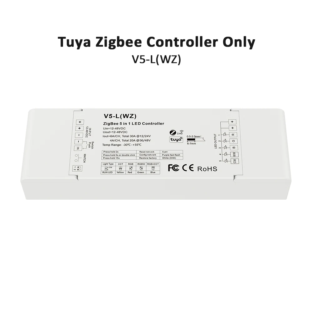 

Светодиодный контроллер Tuya Zigbee 12 В 24 В 36 В 48 В Smart Life APP Дистанционное голосовое управление для DIM RGB CCT RGBW RGBCCT Светодиодные ленты