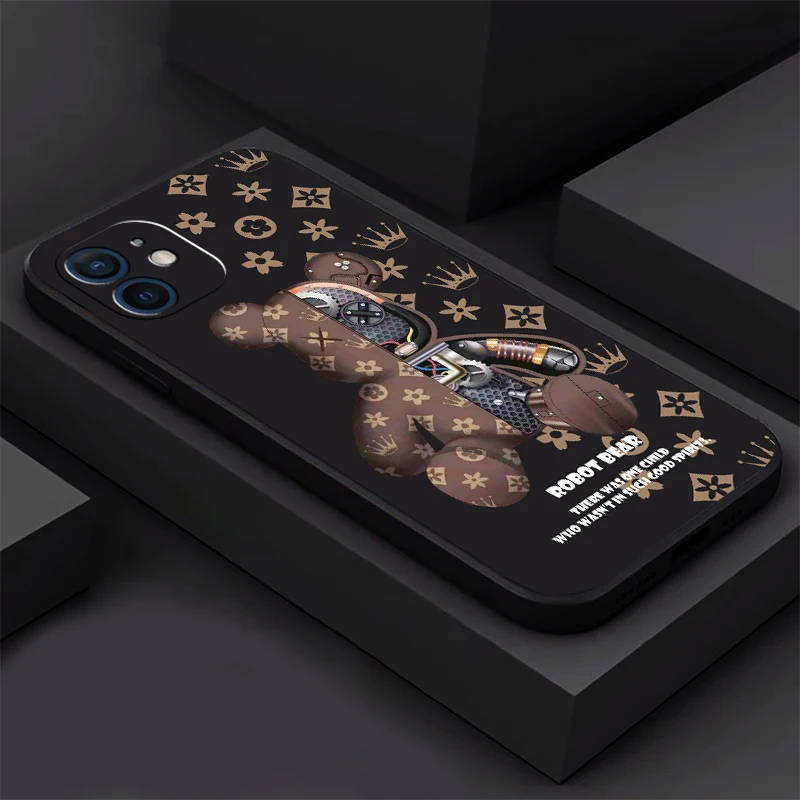 

luxury Cartoon Bear Phone Case For iPhone 11 12 13 6 6S 7 8 Plus X XR 11Pro XS Max Backcase Softcase For iPhone 12 Cover Fashion