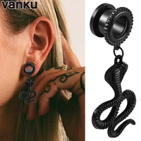 vnaku 2pcs punk dangle snake ear piercings earrings ear tunnels plugs screw fit gauge body jewelry ear expanders stretchers