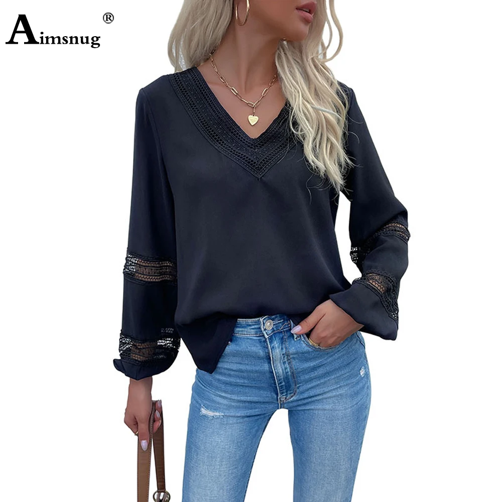 

Long Sleeve V-neck Shirt Blusas Plus Size Women Fashion Vintage Lace Blouse 2022 Spring New Basic Top Pullovers Lady Streetwear
