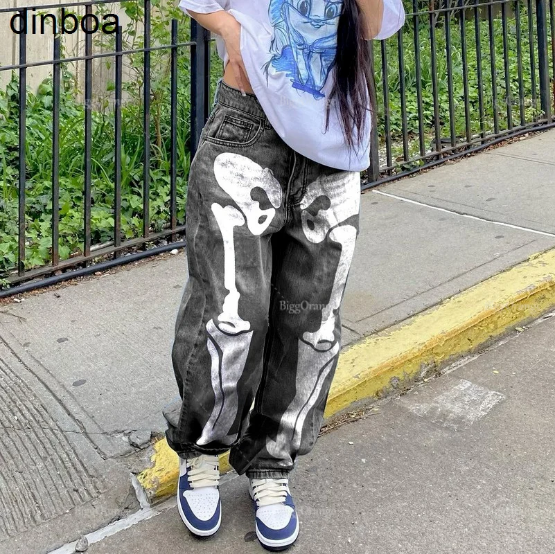 

European and American Style Autumn Y2k Fashion Straight Pants Men and Women Trousers High Waist Washed White Casual Jeans Women