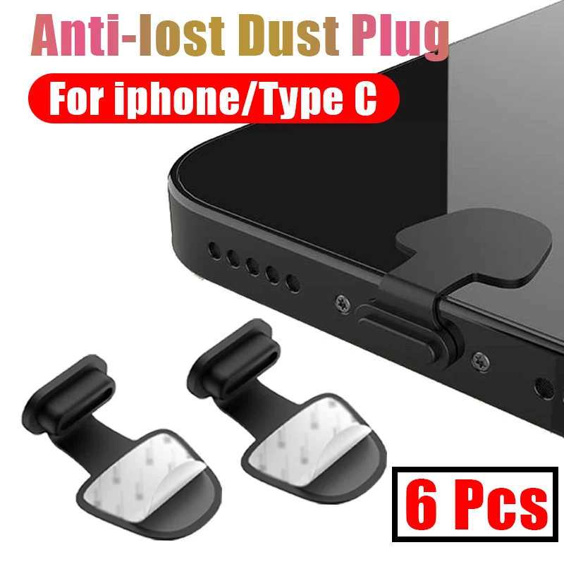

Anti-lost Dust Plug for Apple IPhone 14 13 Pro Max 12 11 XR XS IOS Charging Port Protector USB Type-C Silicone Dustplugs Cover
