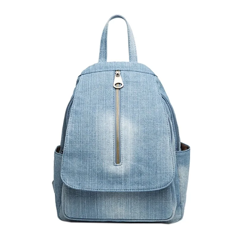 

Синий Холщовый женский рюкзак из денима, вместительная школьная сумка высокого качества, повседневный дорожный ранец на плечо для джинсов