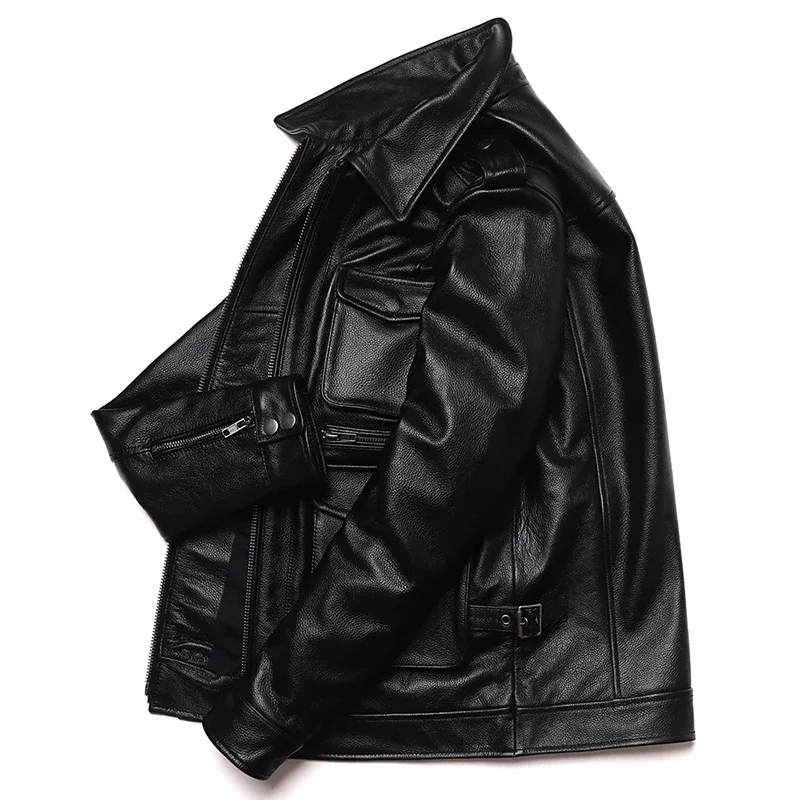 НОВАЯ черная куртка из натуральной кожи в стиле M65 мужская модная тонкая яловой