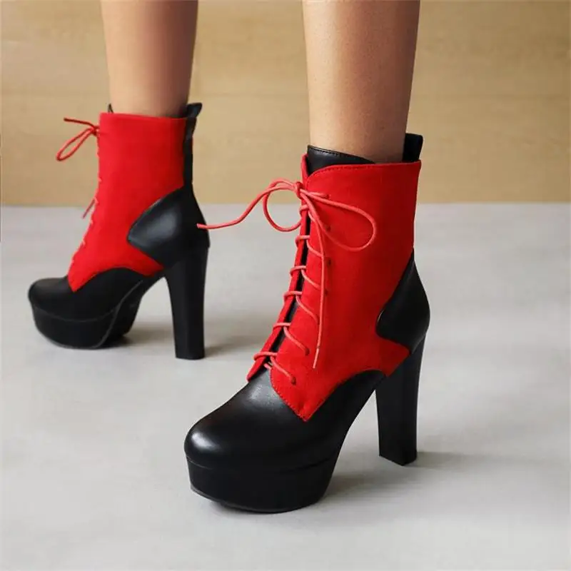 

Women European American Short Boots Simple Color Matching Round Head PU Stitching Faux Suede Fashion Casual Street Women Shoes