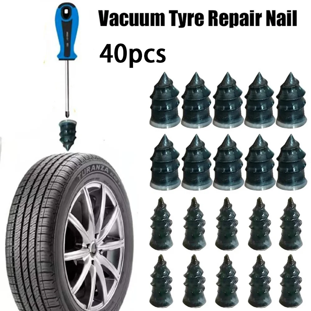 40pcs Tyre Repair Nail Kit Rubber Tubeless Tire Repair Tool Set Self-tire Repair Tire Film Nail For Motorcycle Car Scooter