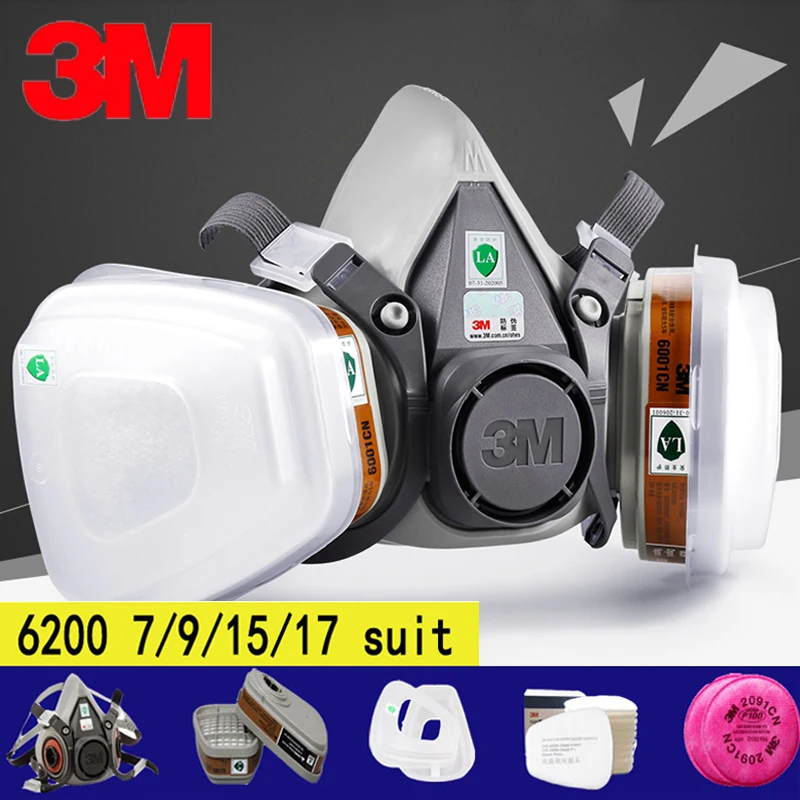 

6200 Half Face Gas Mask Respirator Chemical Respirator Mask with 6001 filter Protect Organic Gas Painting Spraying Dust Mask