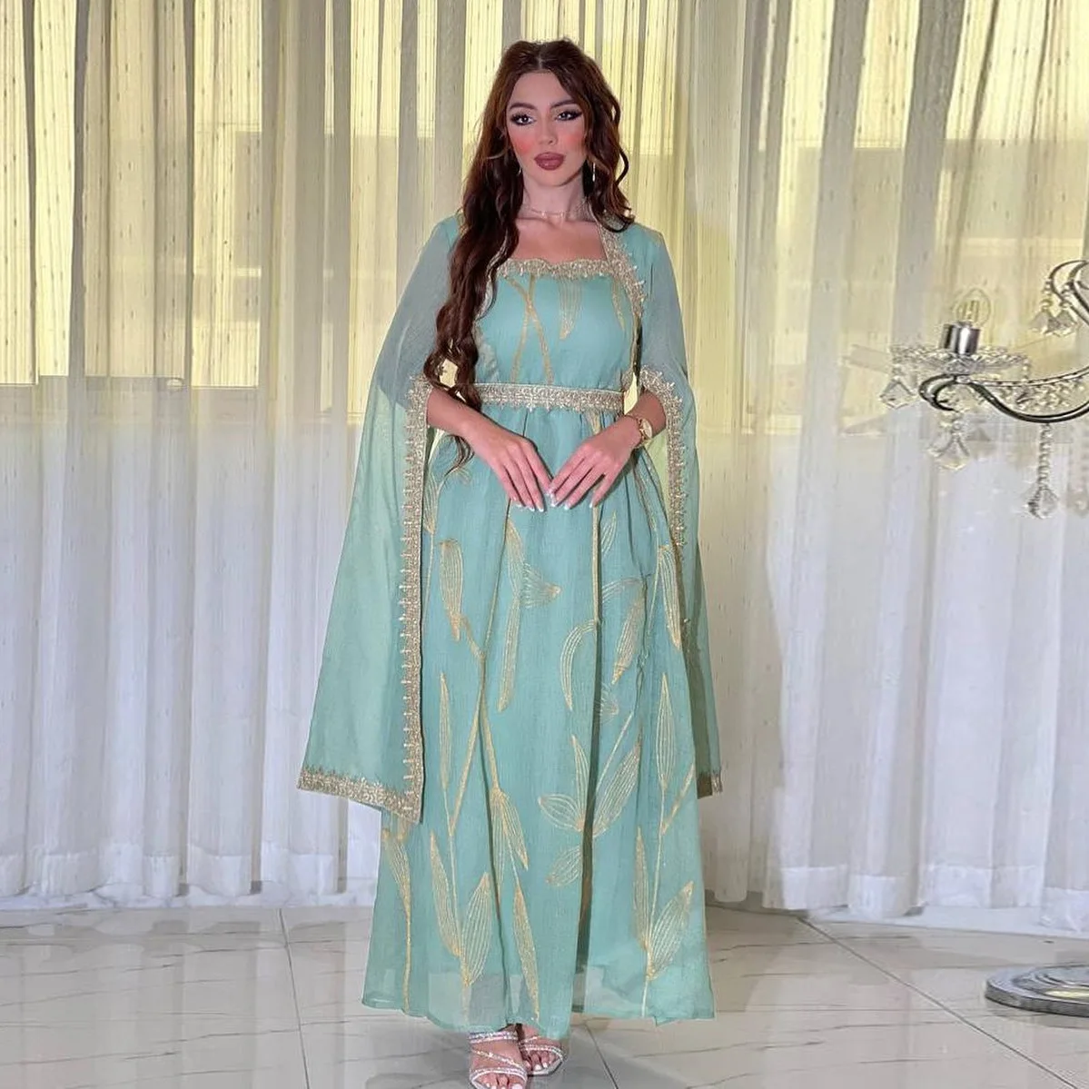 Элегантное мусульманское вечернее платье для женщин Джалабия Абая Рамадан с