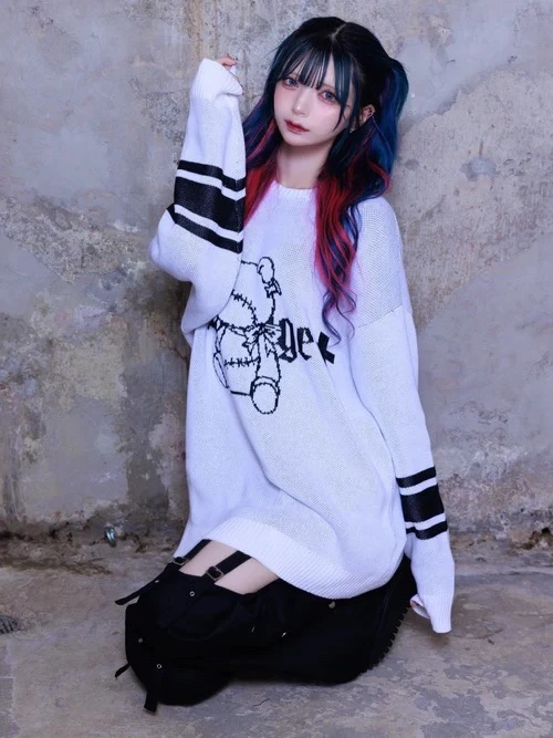 Японский стиль Mine массовое производство субкультура круглый вырез длинный рукав