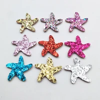 60pcslot 3 5cm glitter starfish padded appliques for diy children headwear accessories diy garment accessories patches
